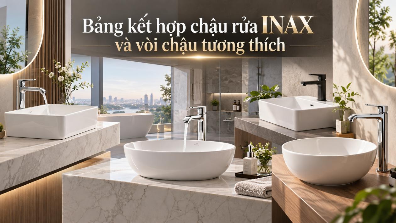 Bảng kết hợp chậu rửa INAX và vòi chậu tương thích