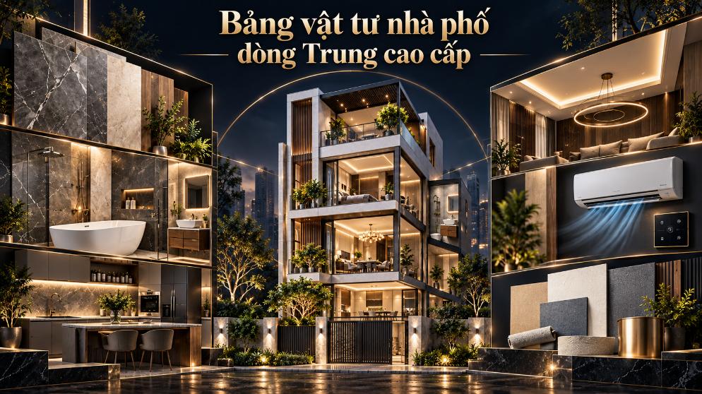 Bảng vật tư nhà phố dòng Trung cao cấp: Thương hiệu và gợi ý lựa chọn