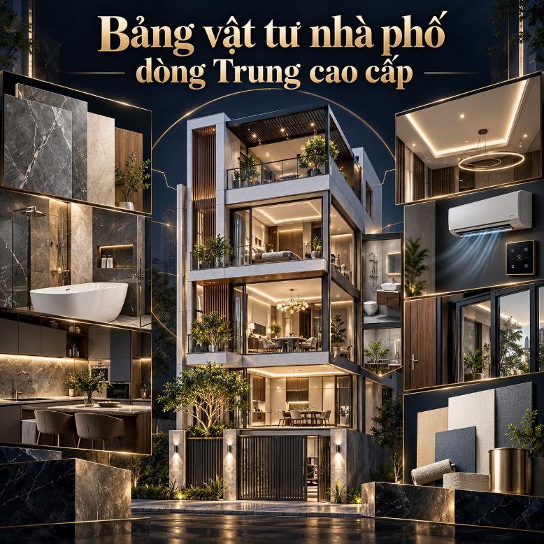 Bảng vật tư nhà phố dòng Trung cao cấp: Thương hiệu và gợi ý lựa chọn