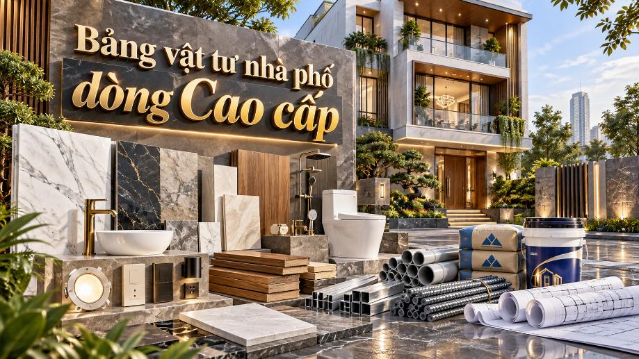 Bảng vật tư nhà phố dòng Trung cao cấp: Thương hiệu và gợi ý lựa chọn