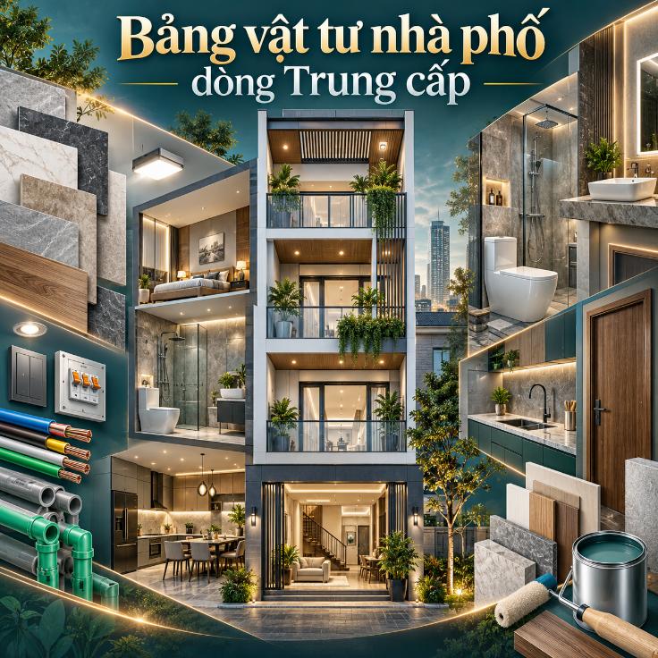 Bảng vật tư nhà phố dòng Trung cấp: Thương hiệu và gợi ý lựa chọn