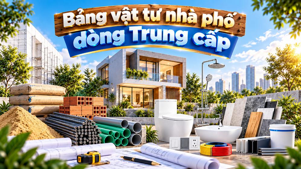Bảng vật tư nhà phố dòng Trung cấp: Thương hiệu và sản phẩm tham khảo
