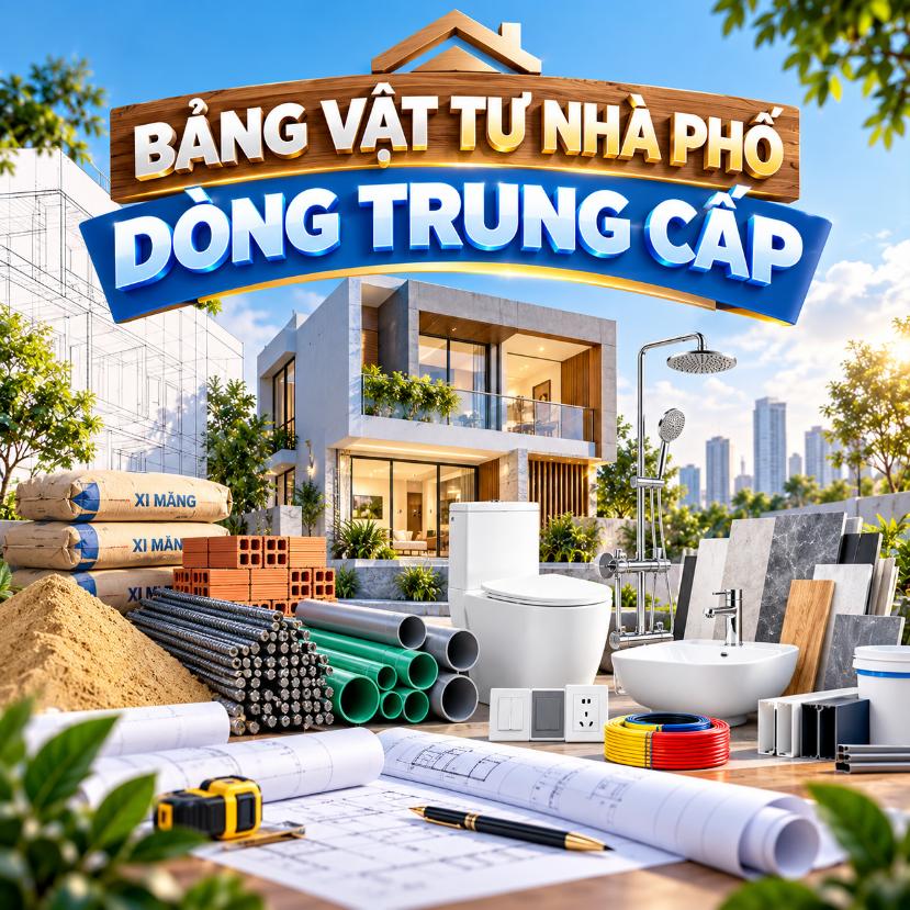 Bảng vật tư nhà phố dòng Trung cấp: Thương hiệu và sản phẩm tham khảo