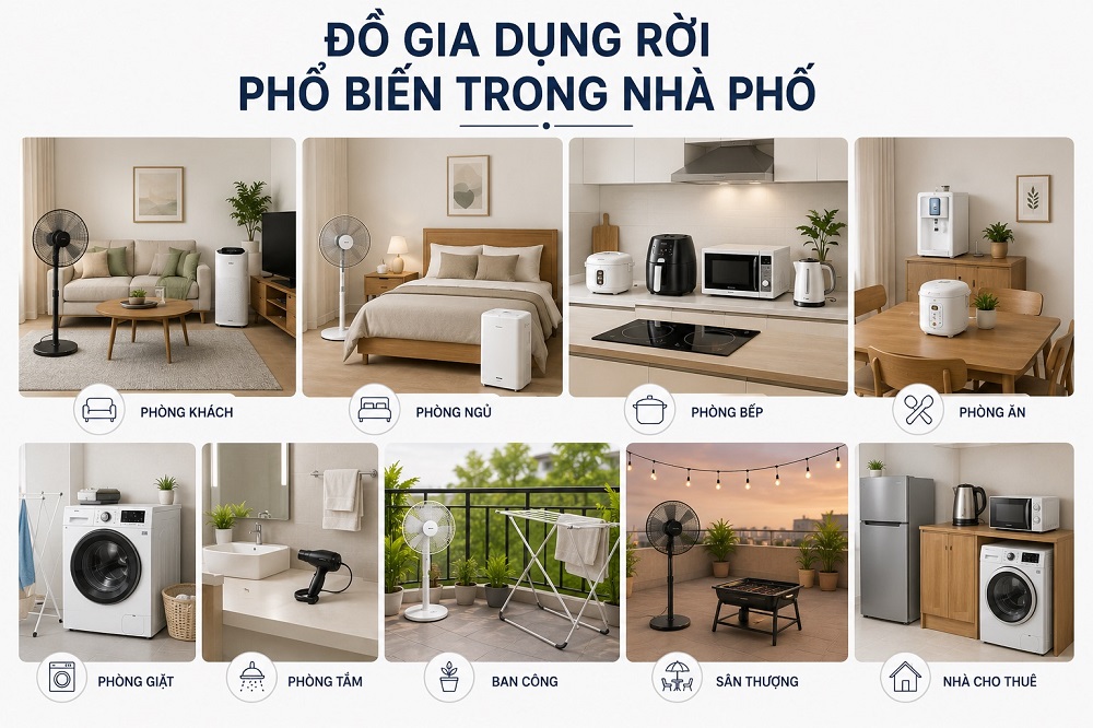 Các đồ gia dụng rời phổ biến dùng trong nhà phố: Gợi ý theo từng không gian