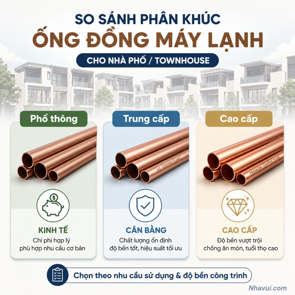 Các dòng ống đồng máy lạnh dành cho nhà phố – gợi ý thương hiệu và phân khúc phổ biến