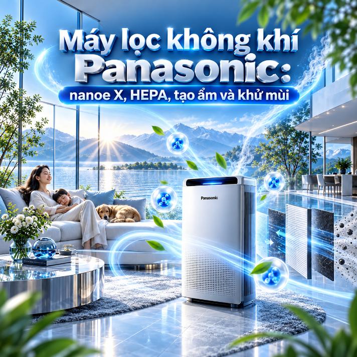 Các loại máy lọc không khí Panasonic: nanoe X, HEPA, tạo ẩm và khử mùi