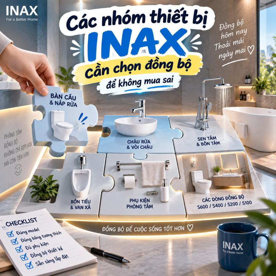Các nhóm thiết bị INAX cần chọn đồng bộ để không mua sai