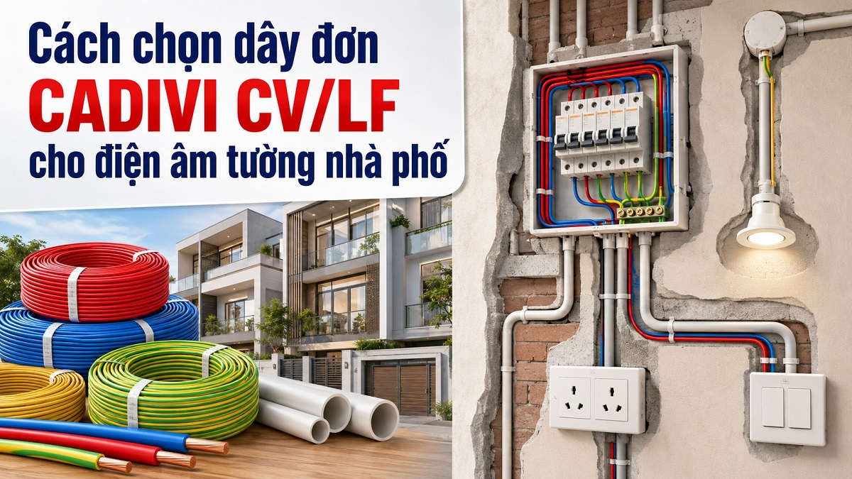 Cách chọn dây đơn CADIVI CV/LF cho điện âm tường nhà phố