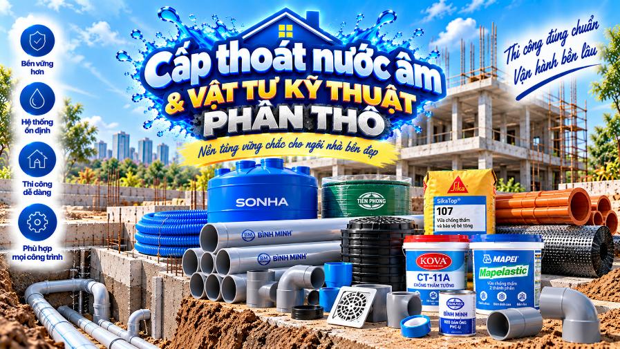Phần 1- Phổ thông: Cấp thoát nước âm & vật tư kỹ thuật phần thô – Sản phẩm và thông số chính