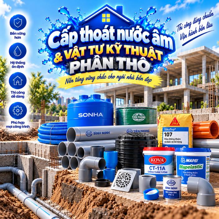 Phần 1- Phổ thông: Cấp thoát nước âm & vật tư kỹ thuật phần thô – Sản phẩm và thông số chính