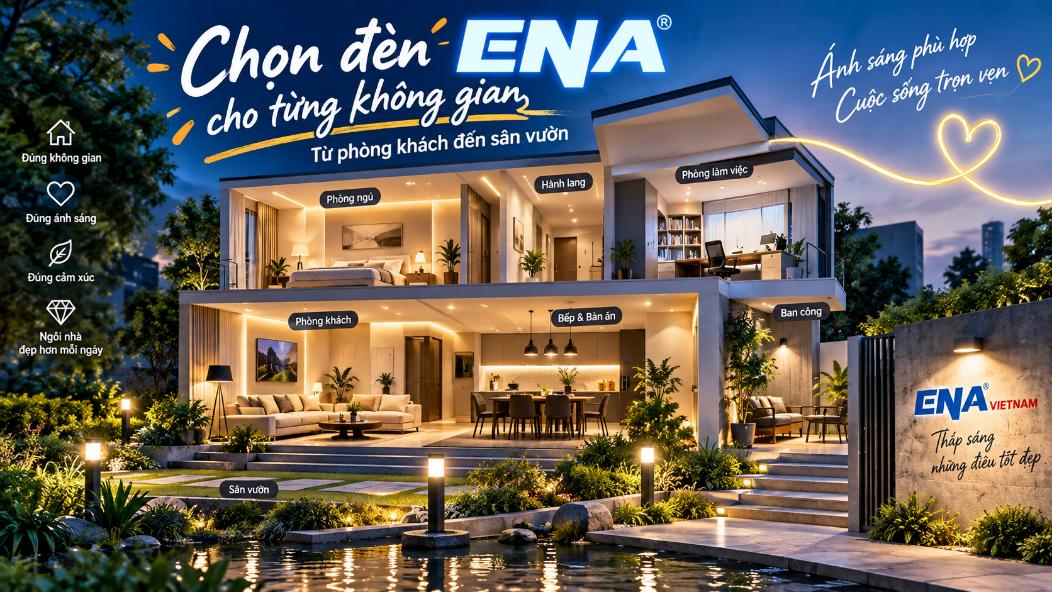 Chọn đèn ENA cho từng không gian: Từ phòng khách đến sân vườn