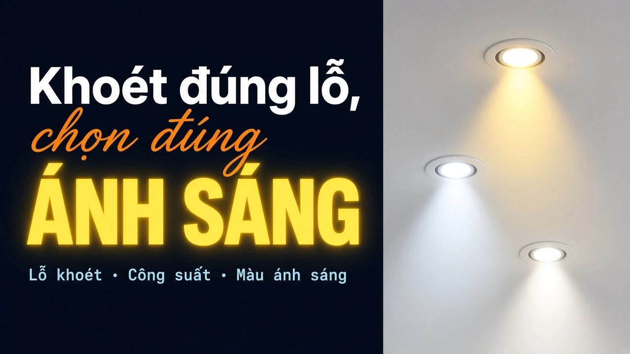 Chọn đèn LED âm trần theo lỗ khoét, công suất và màu ánh sáng