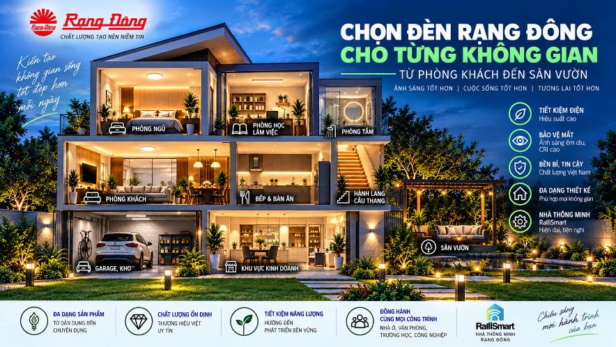 Chọn đèn Rạng Đông cho từng không gian: Từ phòng khách đến sân vườn