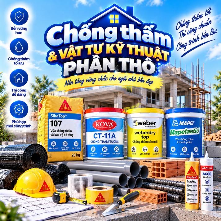 Phần 3- Phổ thông: Chống thấm & vật tư kỹ thuật phần thô – Sản phẩm, thông số và cách chọn