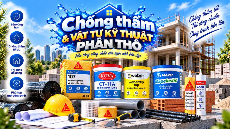 Phần 3- Phổ thông: Chống thấm & vật tư kỹ thuật phần thô – Sản phẩm, thông số và cách chọn