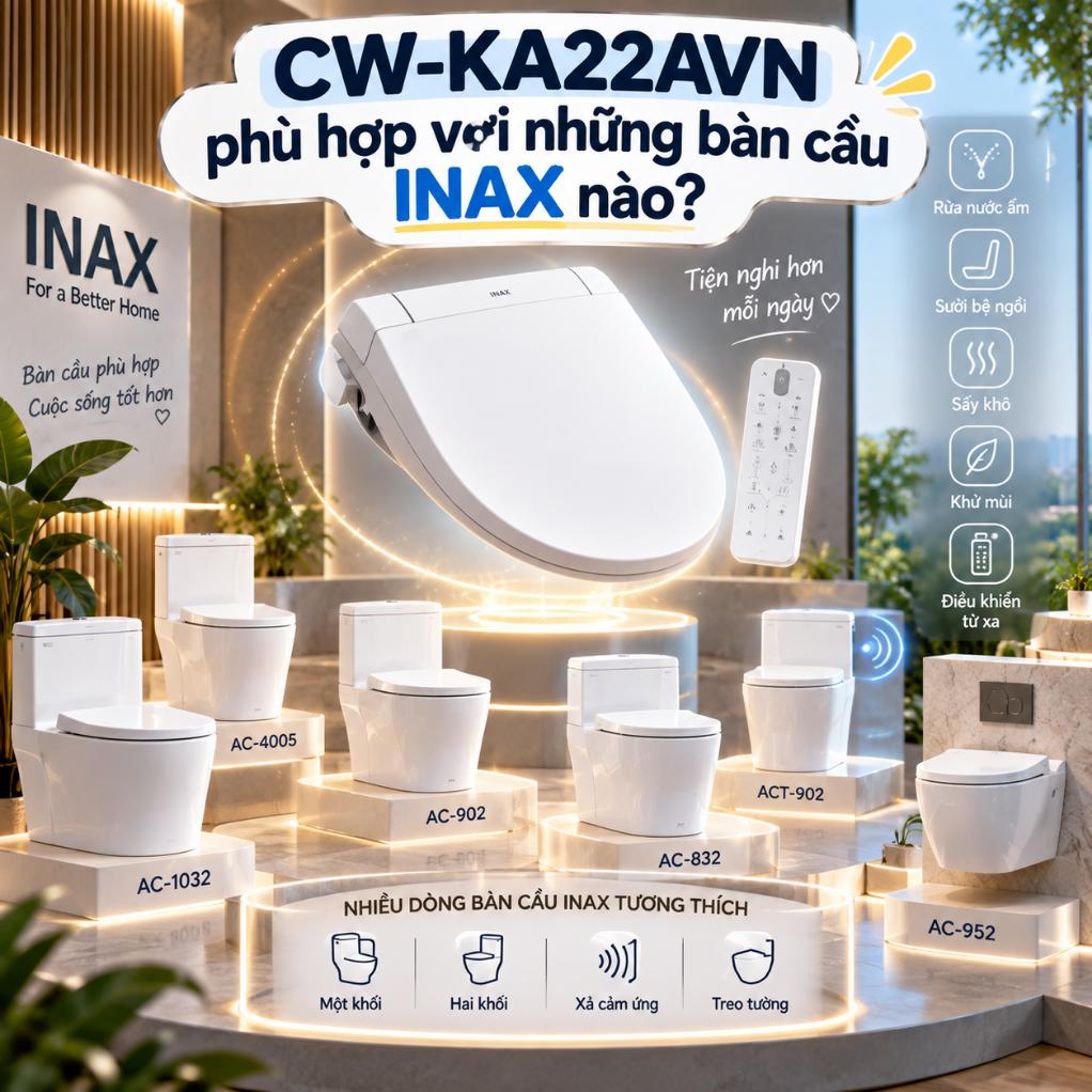 CW-KA22AVN phù hợp với những bàn cầu INAX nào?