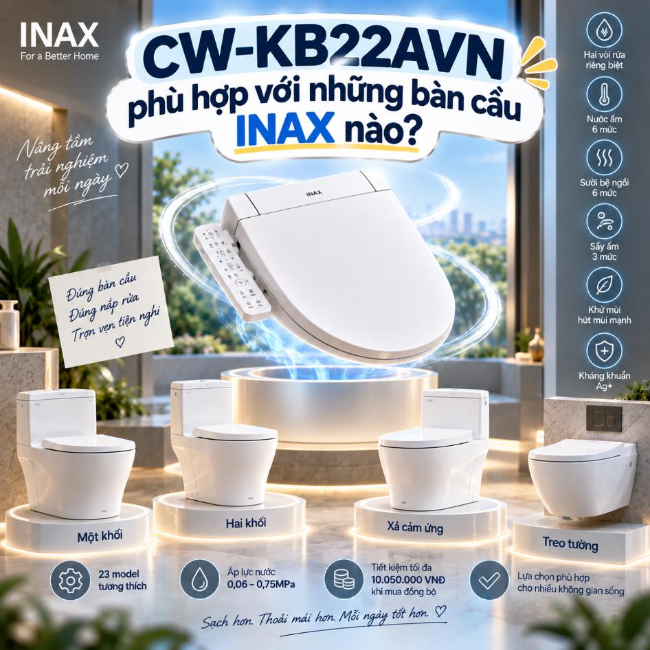CW-KB22AVN phù hợp với những bàn cầu INAX nào?