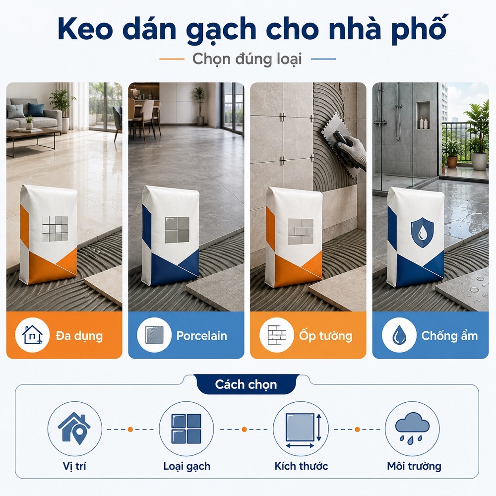 Gợi ý các model, series và hãng keo dán gạch thông dụng cho nhà phố