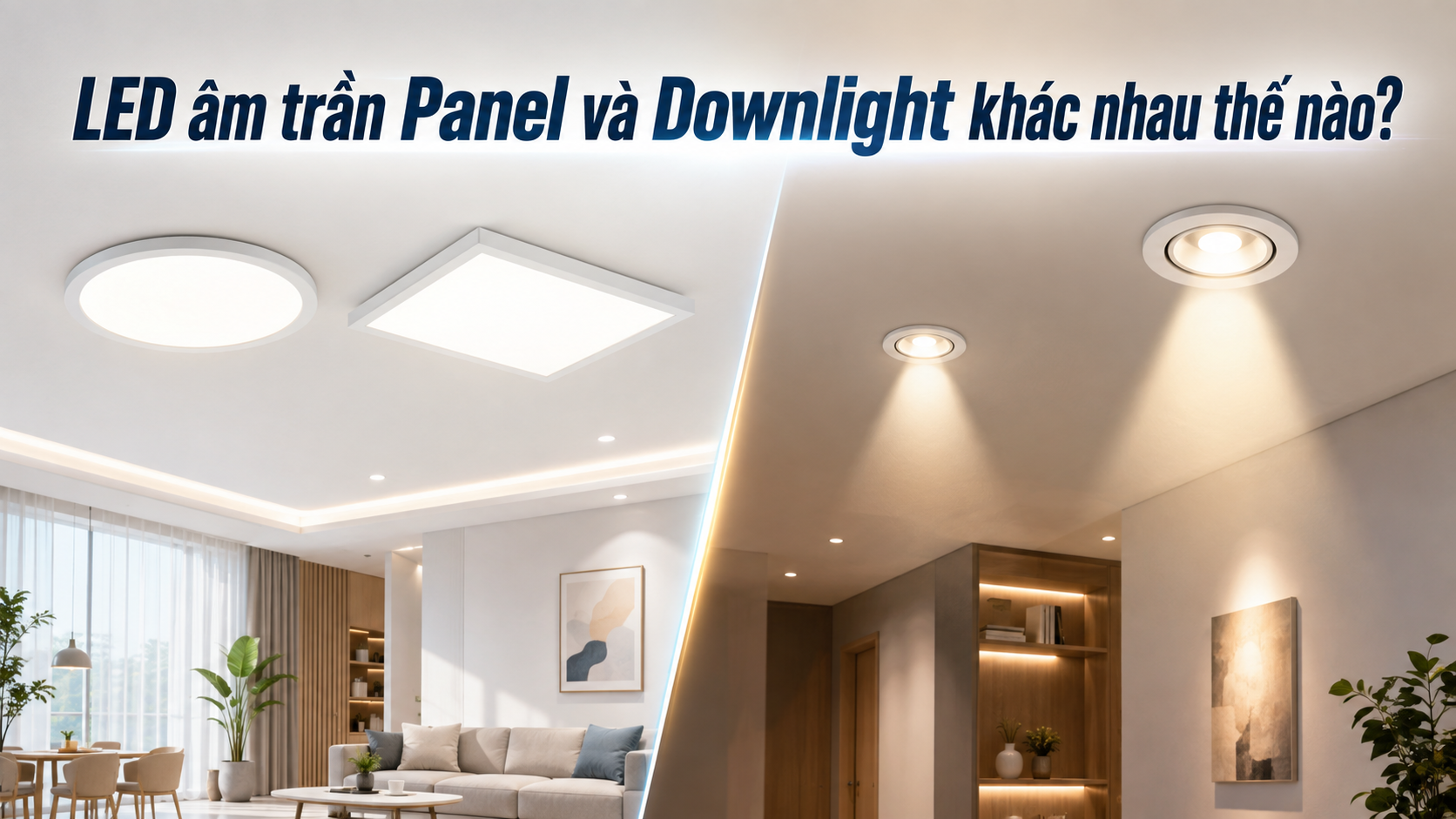 LED âm trần Panel và Downlight khác nhau thế nào? Cách chọn phù hợp