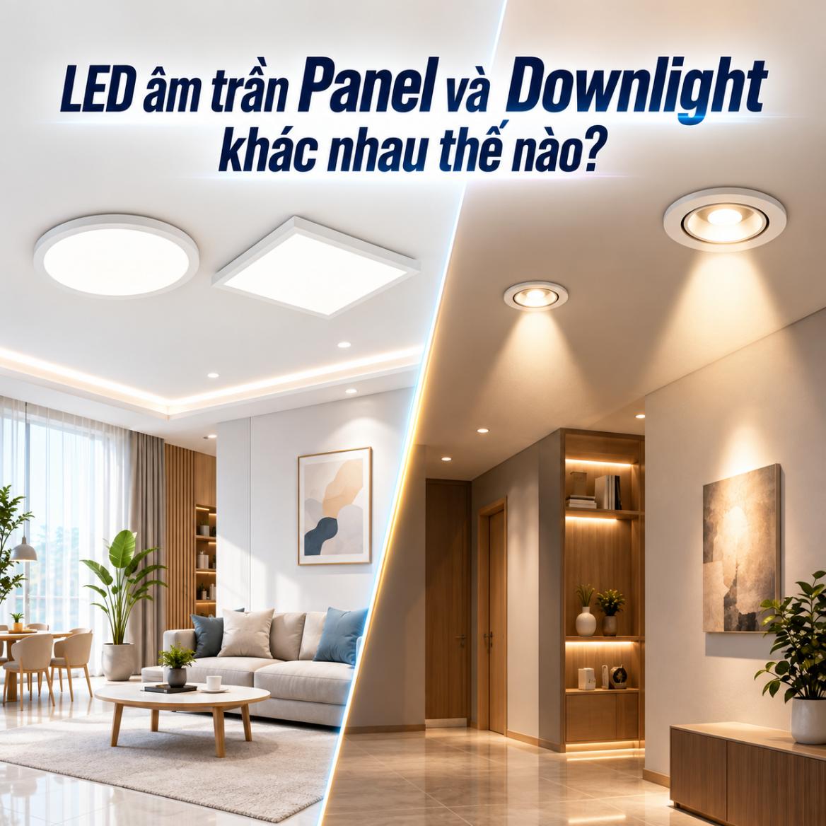 LED âm trần Panel và Downlight khác nhau thế nào? Cách chọn phù hợp