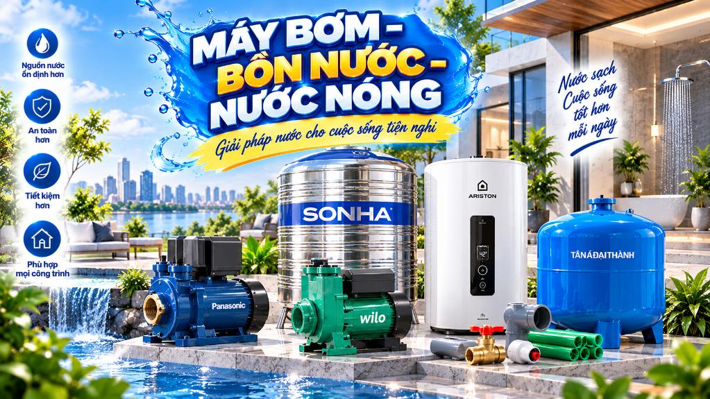 Phần 8- Phổ thông: Máy bơm – Bồn nước – Nước nóng: Sản phẩm, thông số và cách chọn