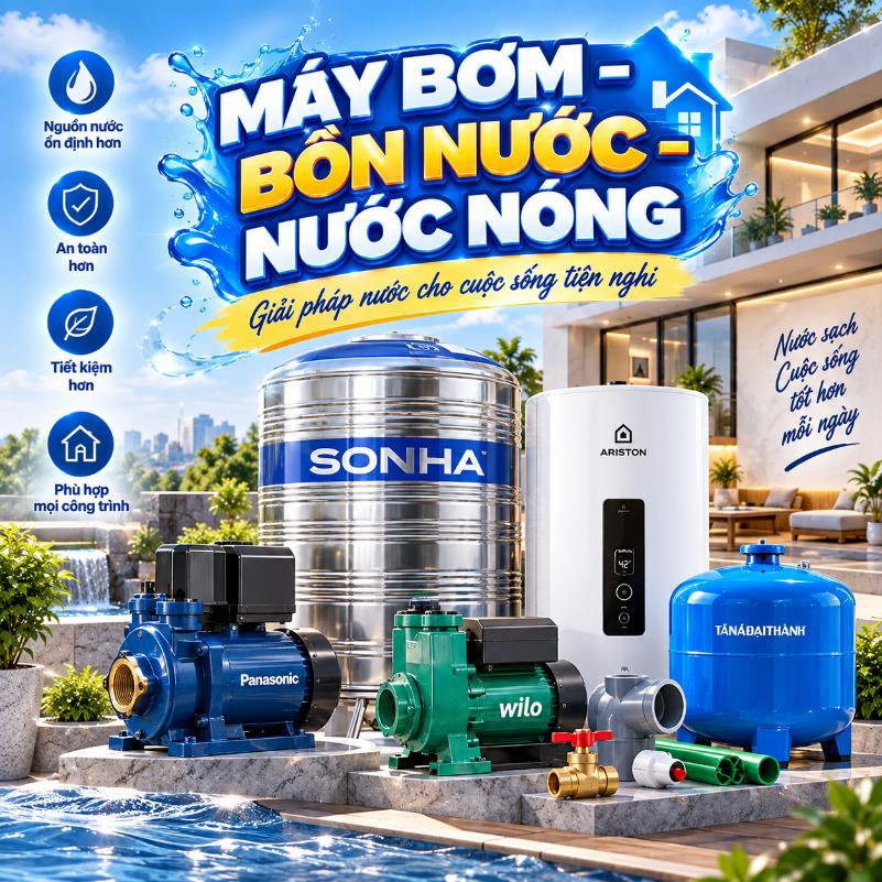 Phần 8- Phổ thông: Máy bơm – Bồn nước – Nước nóng: Sản phẩm, thông số và cách chọn