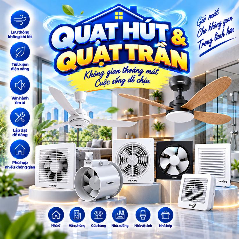 Phần 10- Phổ thông: Quạt hút & Quạt trần – Sản phẩm, thông số và cách chọn
