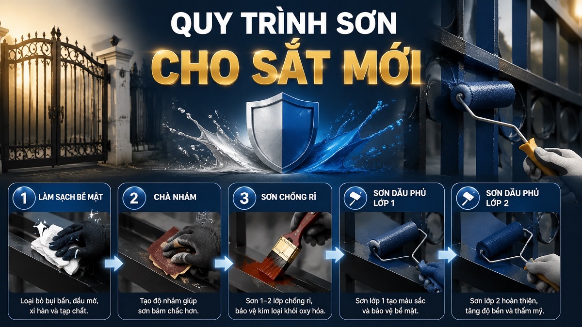 Quy trình sơn cho sắt mới: Các bước chuẩn để bền đẹp lâu dài