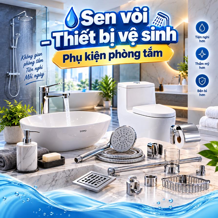 Phần 7- Phổ thông: Sen vòi – Thiết bị vệ sinh – Phụ kiện phòng tắm: Sản phẩm, thông số và cách chọn