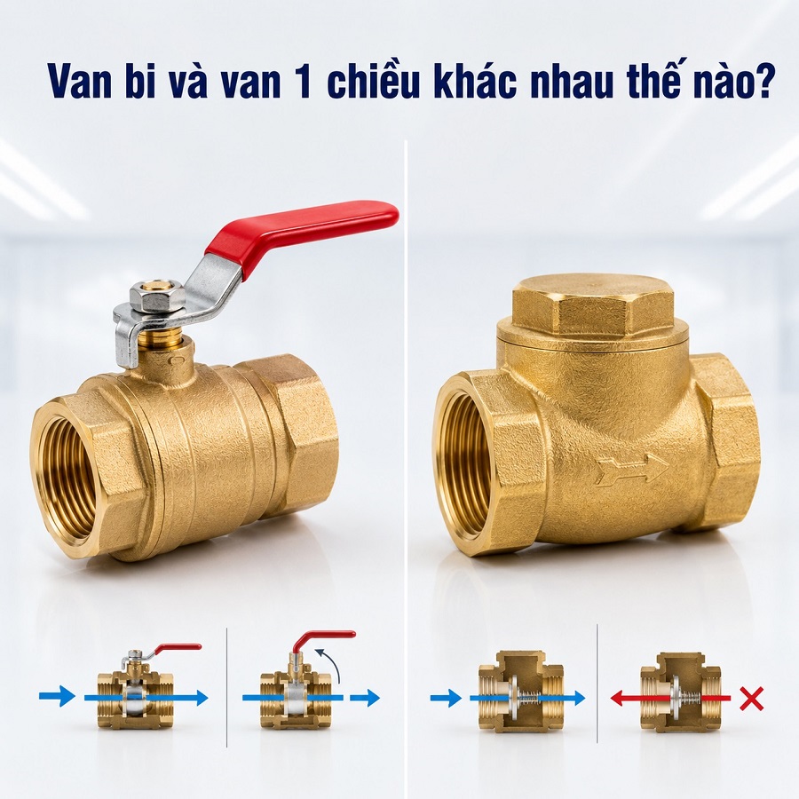 Van bi và van một chiều khác nhau thế nào? Cách phân biệt và lựa chọn