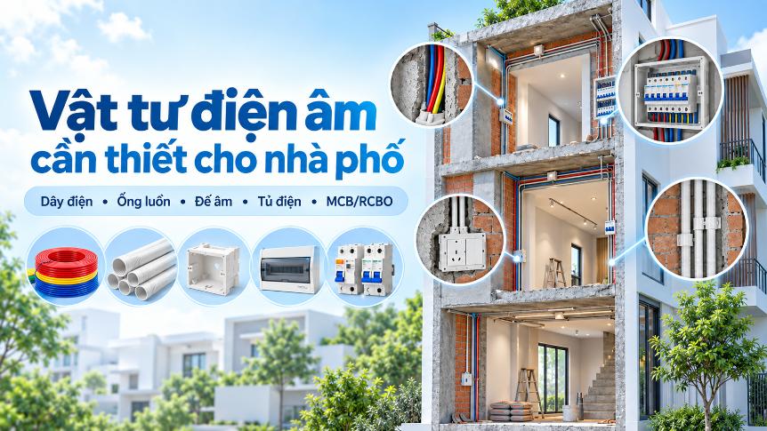 Vật tư điện âm cần thiết cho công trình nhà phố phổ thông
