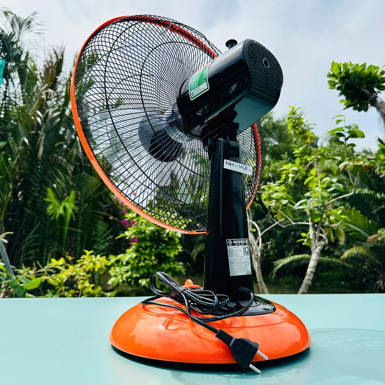 Quạt bàn B4 Senko B1612 47W nút xoáy màu Đen cam, Đen két, Kem môn, Kem cốm