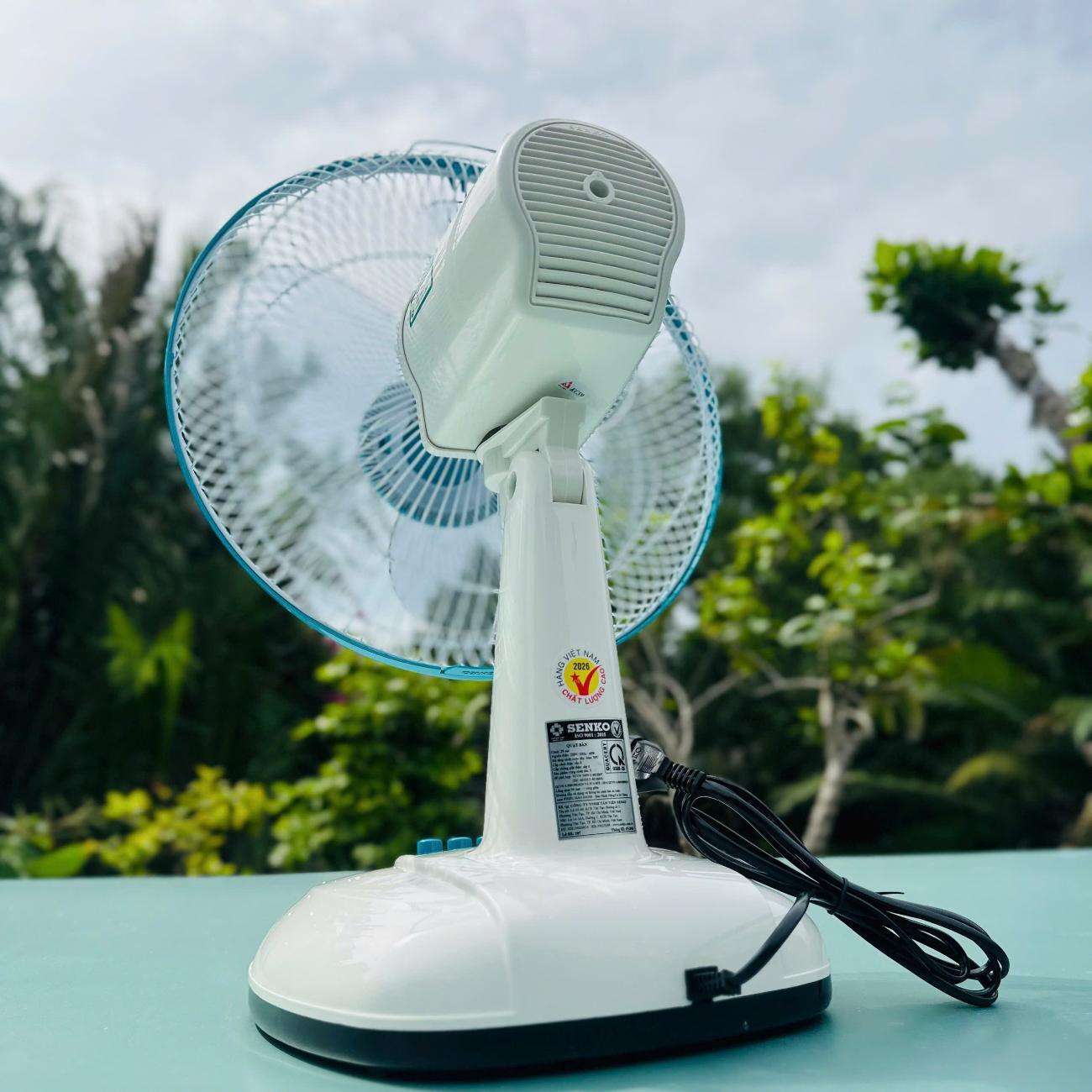 Quạt bàn Senko B1216 40W 3 cánh màu Cốm, Môn, Xám, Xanh ngọc, Kem nâu