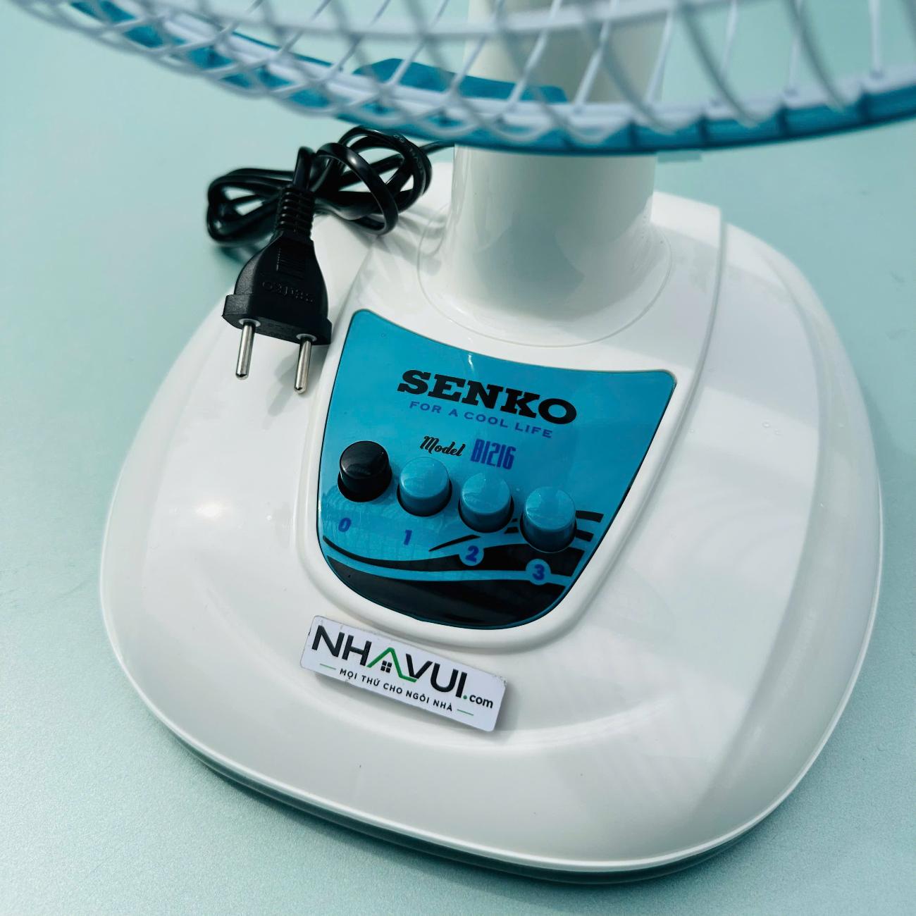 Quạt bàn Senko B1216 40W 3 cánh màu Cốm, Môn, Xám, Xanh ngọc, Kem nâu