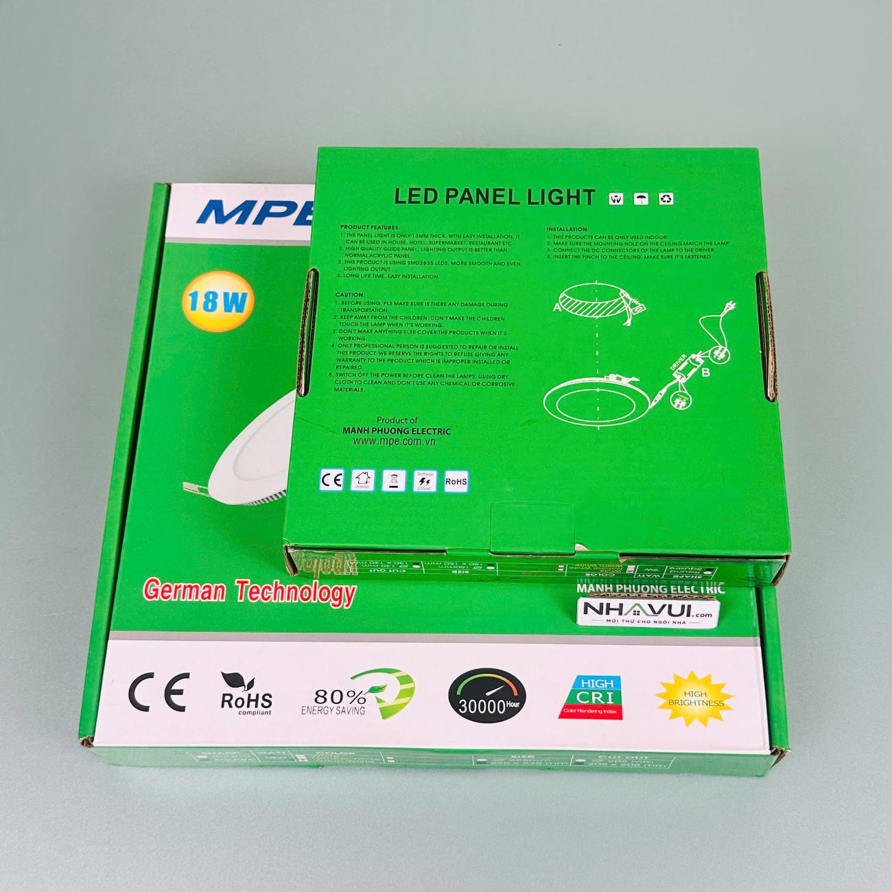 LED Panel vuông ốp nổi MPE Seri SSPL2 12W–24W