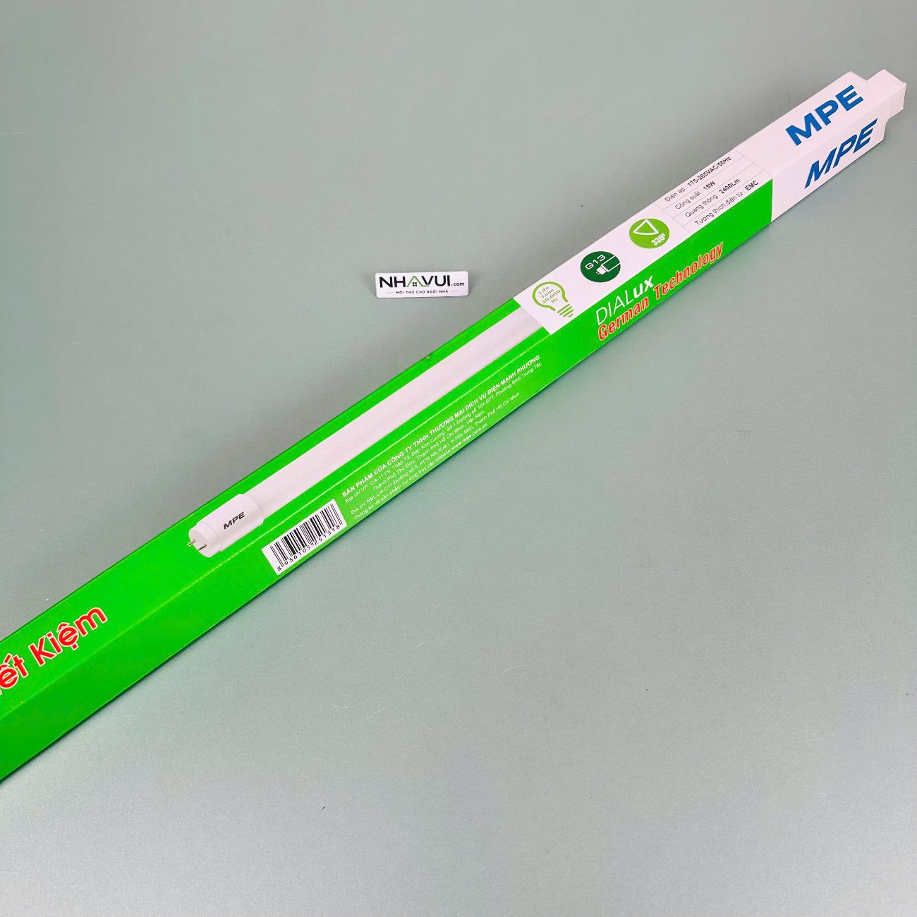 Đèn LED Tube thủy tinh MPE GT8-120 18W 1m2 2400Lm