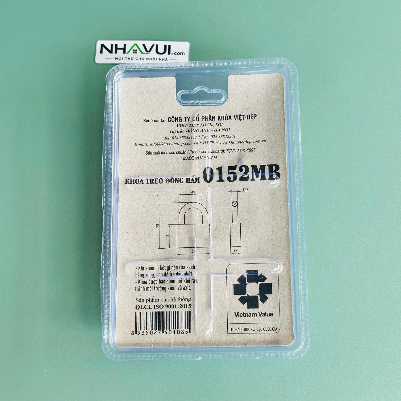 Khóa Việt Tiệp 0152 MB 5 phân bấm