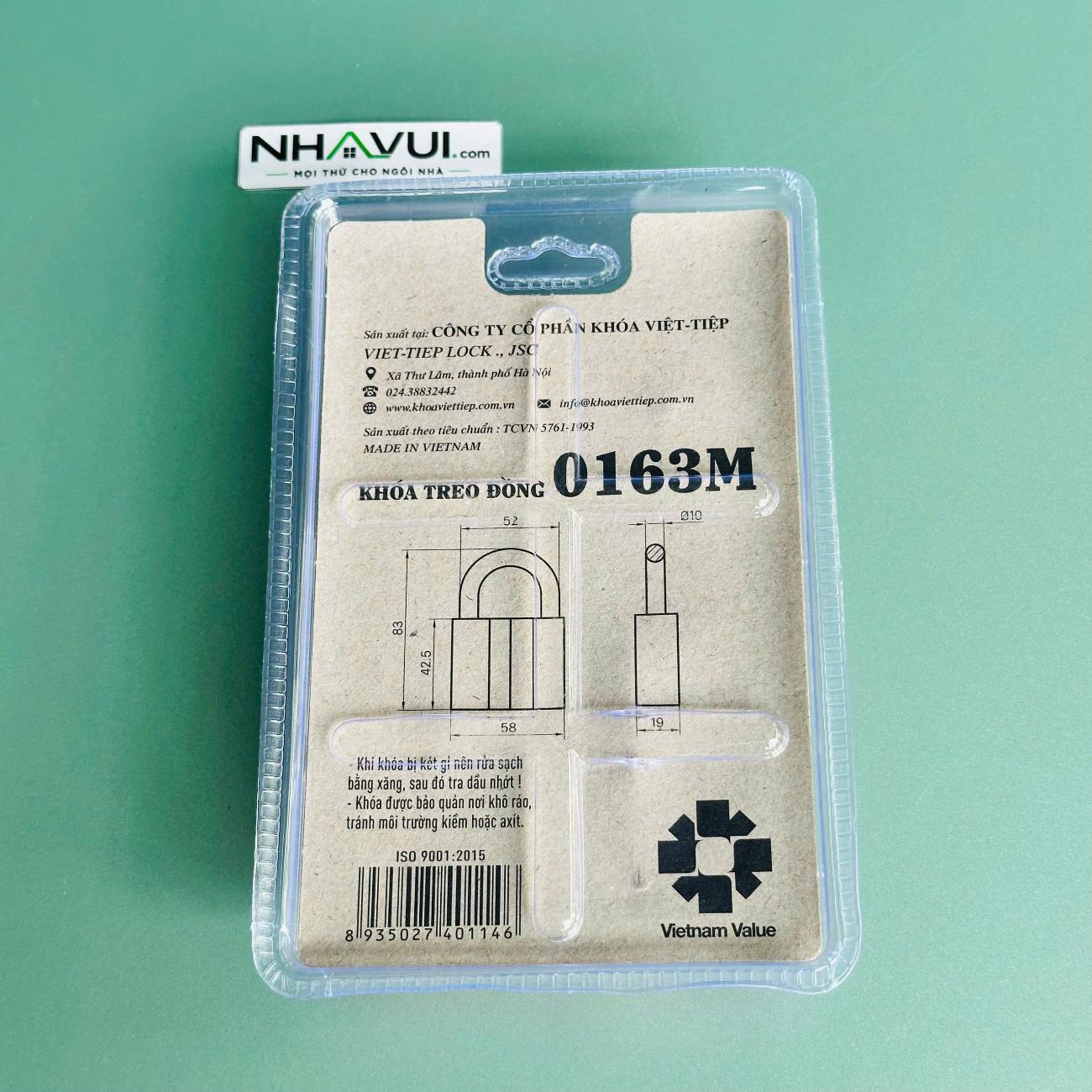 Khóa treo đồng thường Việt Tiệp 0163M 6 phân chìa