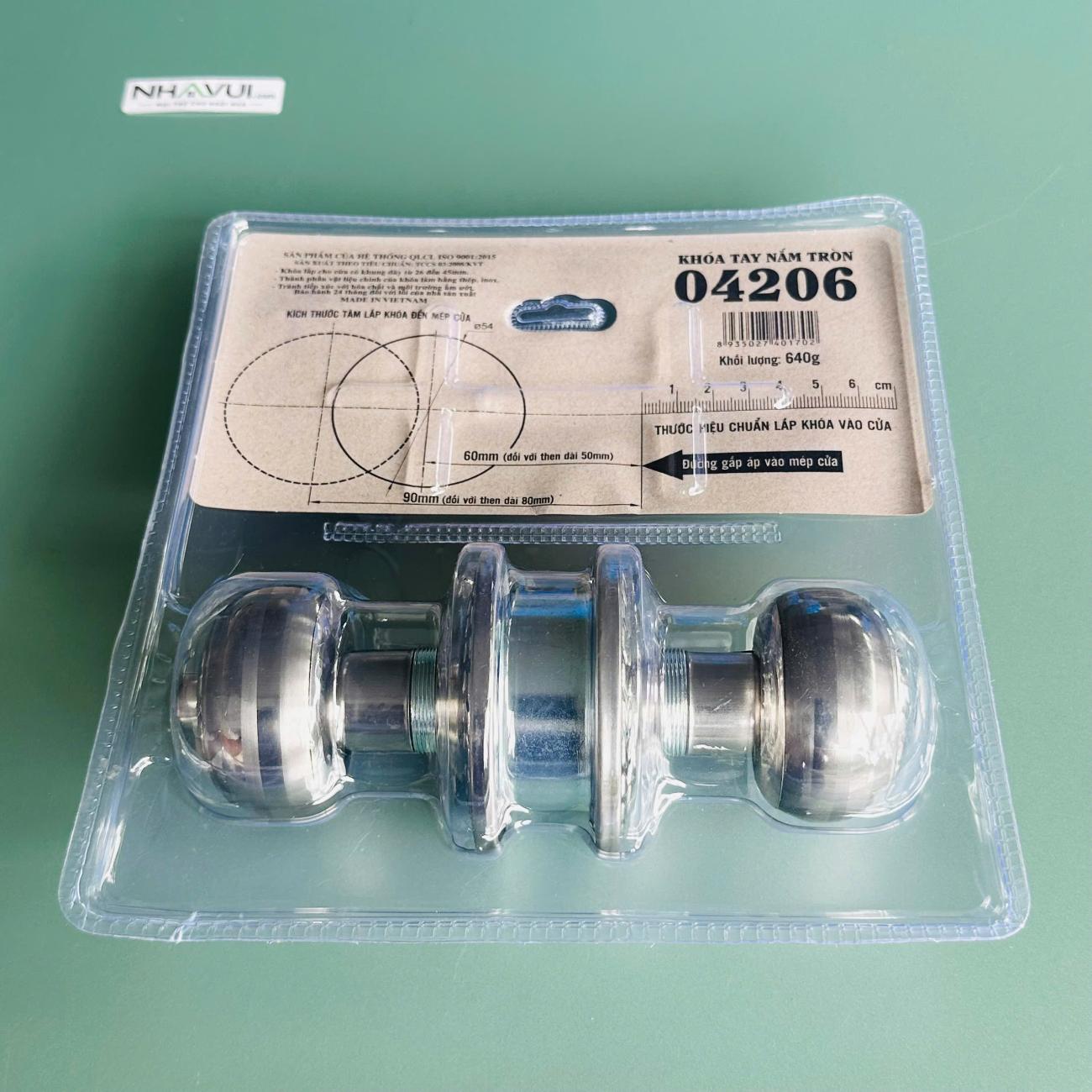 Khóa tay nắm tròn inox Việt Tiệp 04206