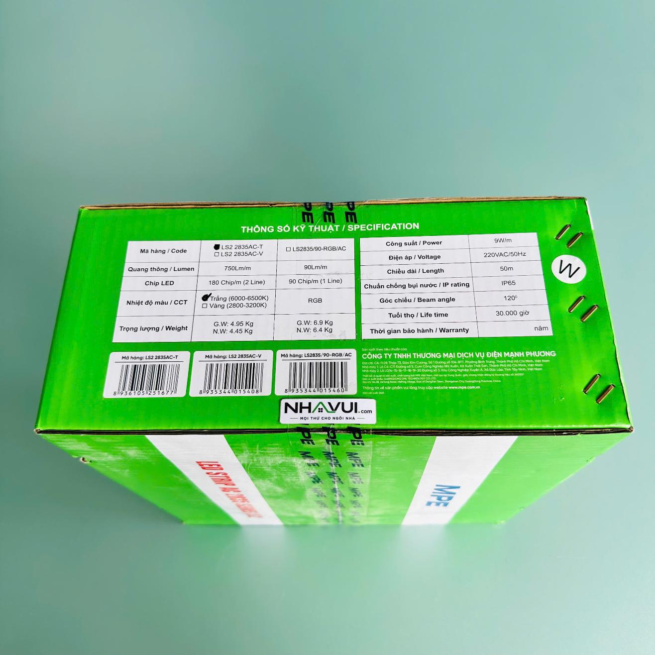 Đèn LED dây đôi AC MPE LS2 2835AC 9W/m