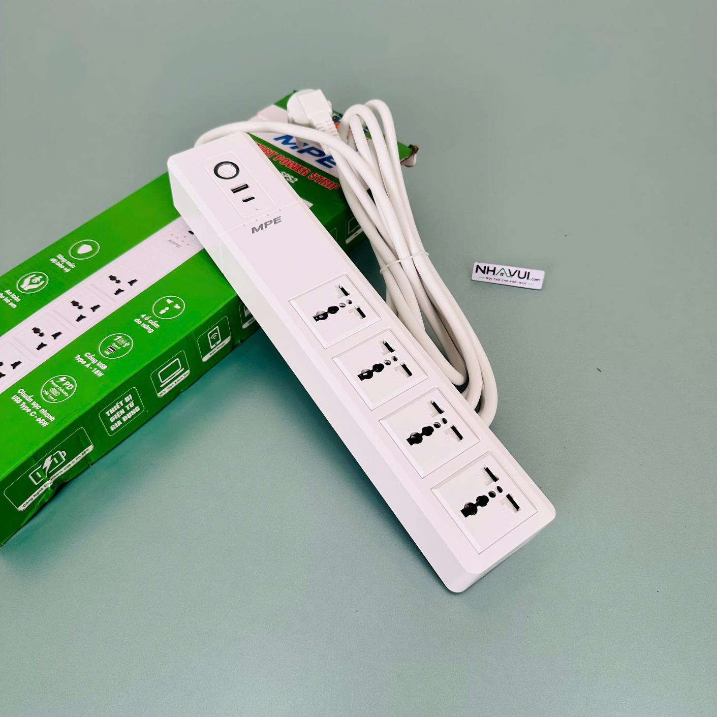 Ổ cắm di động thông minh MPE SPS2 4 ổ tích hợp USB Type A và Type C