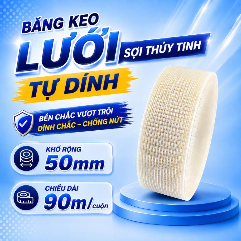 Băng keo lưới sợi thủy tinh tự dính