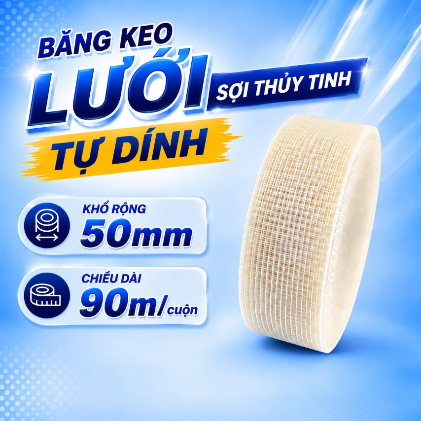 Băng keo lưới sợi thủy tinh tự dính