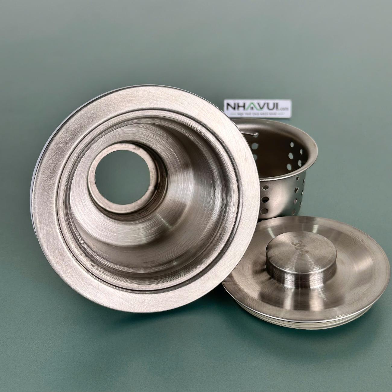 Bầu xi phông chậu rửa bát inox 110mm, 140mm