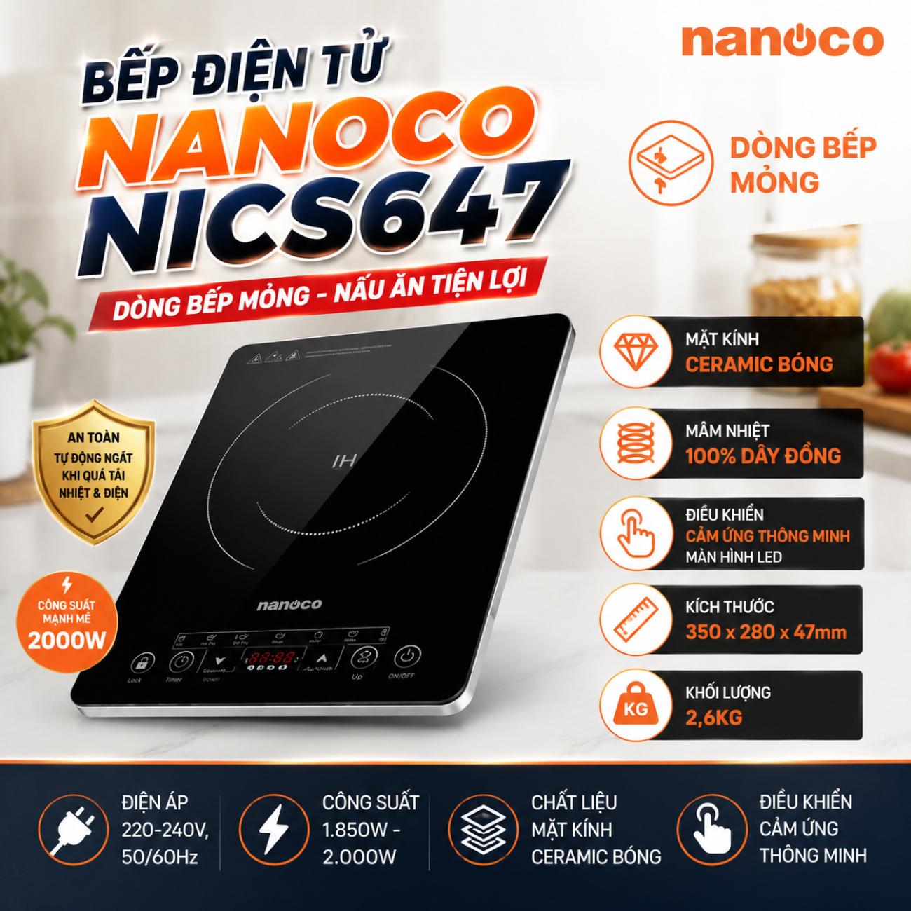 Bếp điện từ Nanoco NICS647