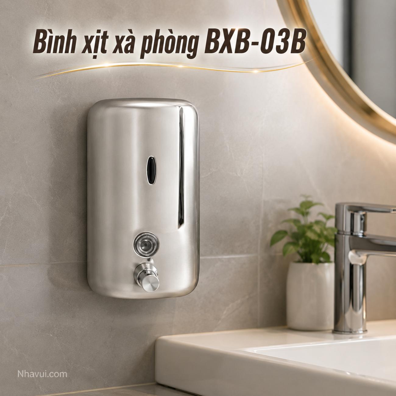 Bình xịt xà phòng inox 304 Vanni BXB-03B bóng mờ gắn tường