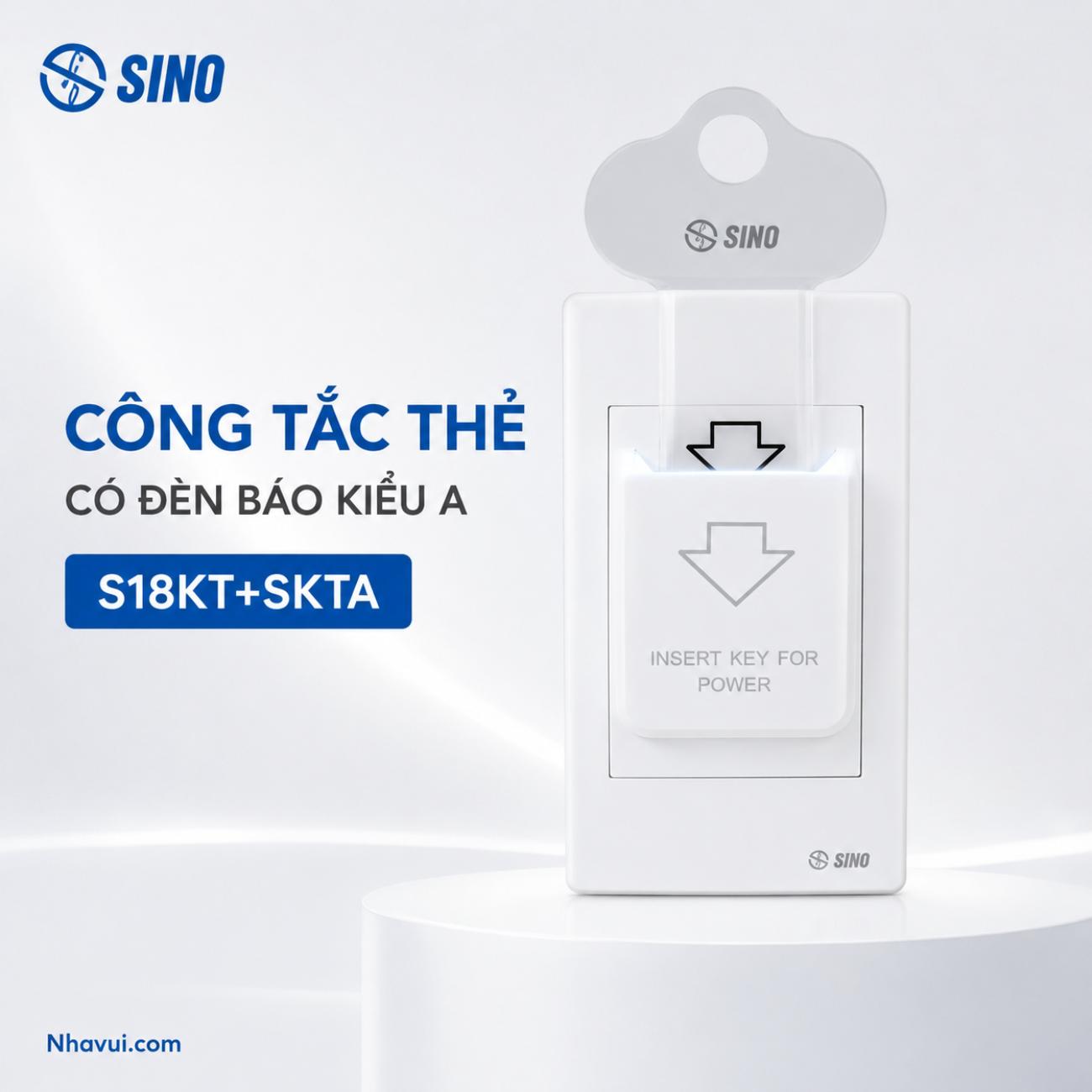 Bộ chìa khóa ngắt điện có đèn báo kiểu A Sino S18KT+SKTA