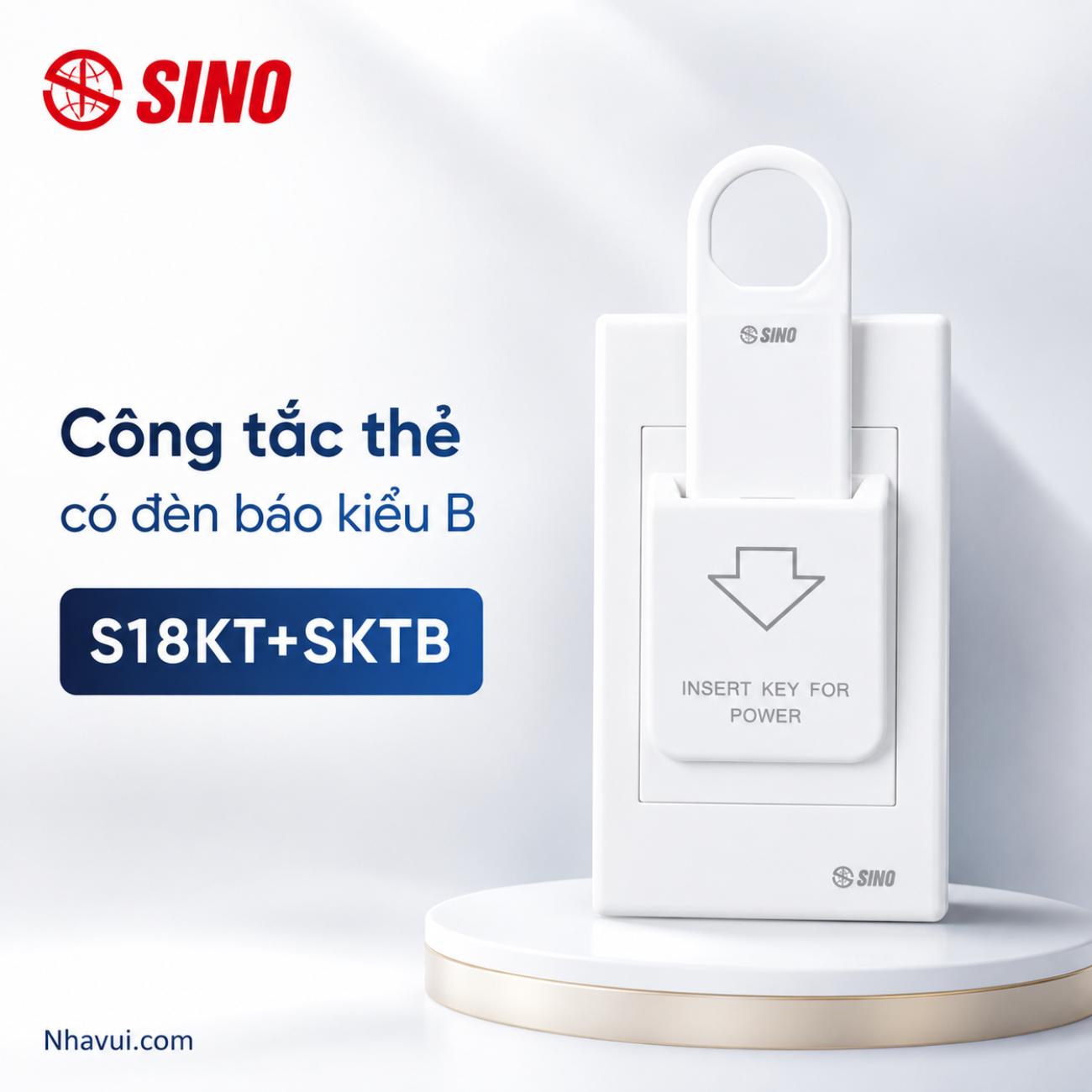 Bộ chìa khóa ngắt điện có đèn báo kiểu B Sino S18KT+SKTB