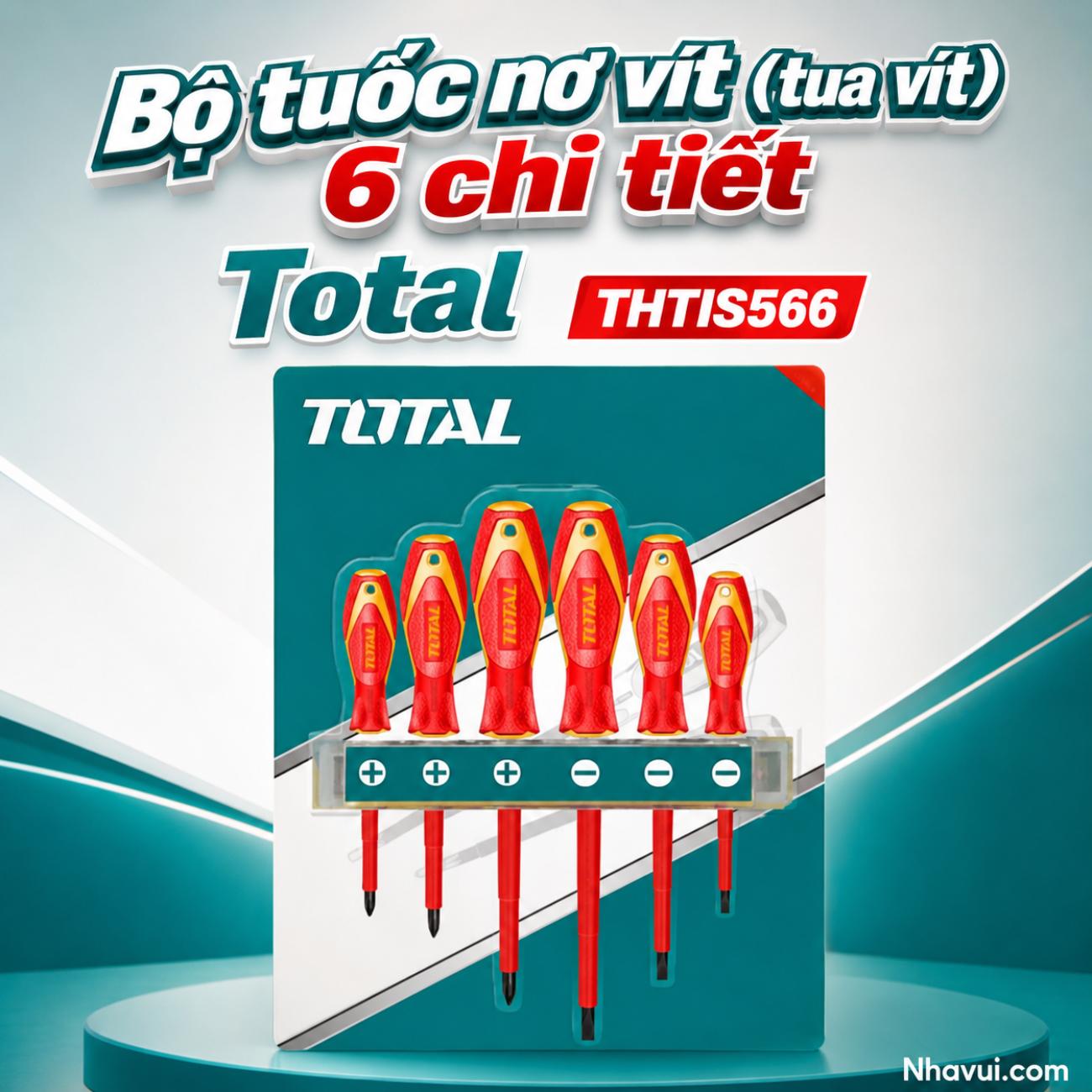 Bộ tua vít cách điện 1000V 6 chi tiết Total THTIS566