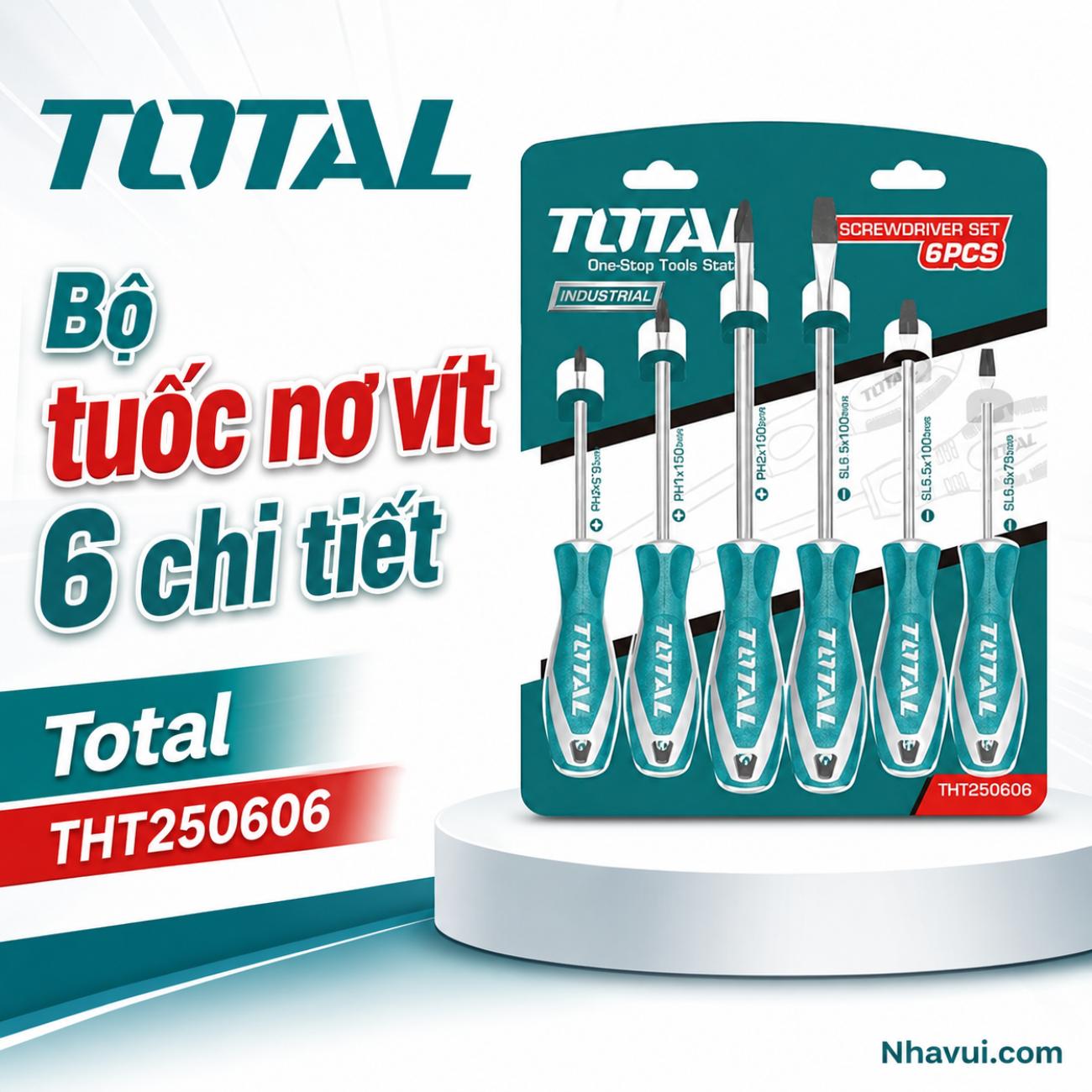 Bộ tuốc nơ vít 6 chi tiết Total THT250606